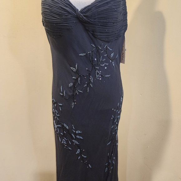 CHELSEA NITES Black 100% Silk Floor Length Strappy Evenings Formal Dress 16 NWT - Picture 6 of 12